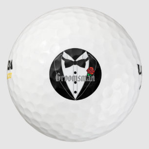 Black Tuxedo Wedding Favours Personalized Groomsma Golf Balls