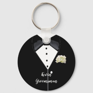 Black Tuxedo Wedding Groomsman Keychain