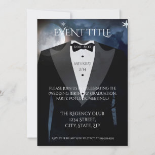 Black Tuxedo with Bow Tie Invitation