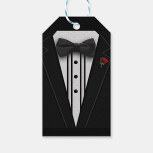 Black Tuxedo with Red Rose Gift Tags