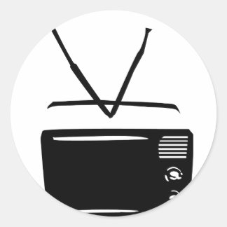 black tv television icon classic round sticker