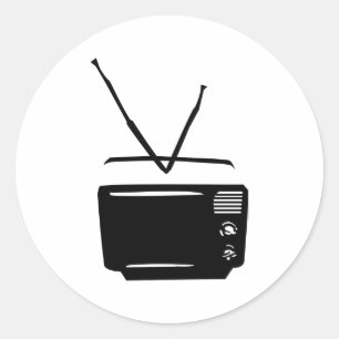 black tv television icon classic round sticker