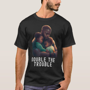 Black Twin Dad Fathers Day Double the trouble Quo T-Shirt