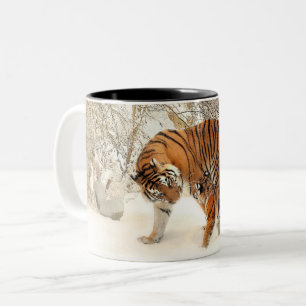 Black Two-Tone Mug with tiger family print