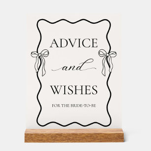 Black Tying the knot Bridal Shower Advice & Wishes Acrylic Sign