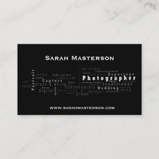 Black Typographic Photographer business card