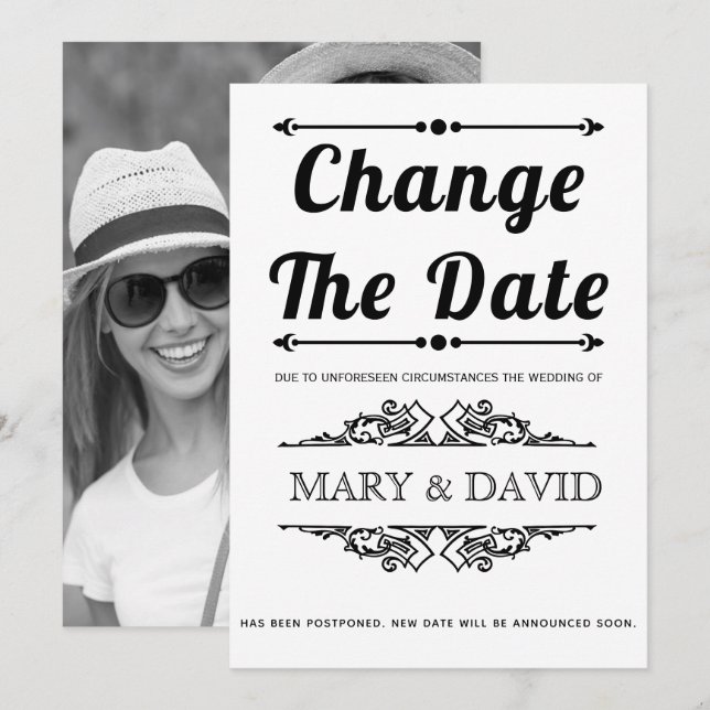 Black typography Change the Date announcement (Front/Back)
