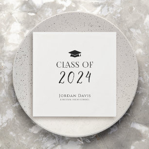 Black Typography Class of 2025 Modern Graduate Napkin