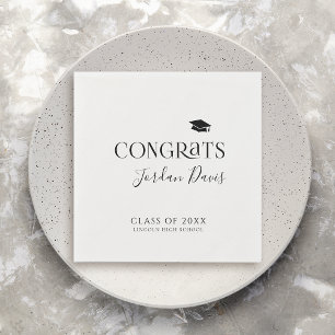 Black Typography Congrats Modern Graduate Napkin