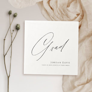 Black Typography Congrats Modern Graduate  Napkin
