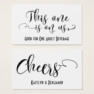 Black Typography Drink Tickets w/ Editable Colour