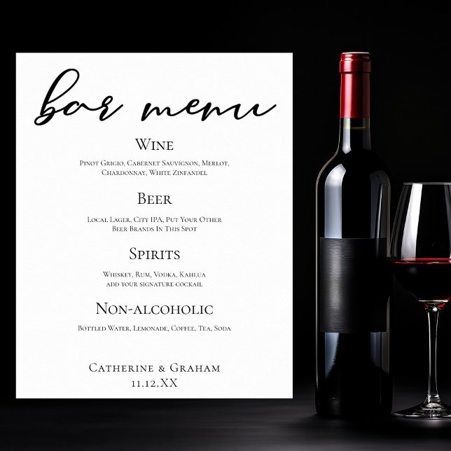 Black Typography Elegant Formal Wedding Bar Menu Poster (Creator Uploaded)