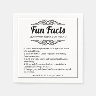 Black typography Fun Facts vintage wedding paper Napkin