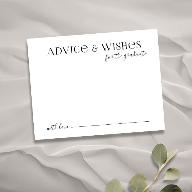 Black Typography Modern Graduate advice & wishes Card (Black Typography Modern Graduate advice & wishes Note Card)