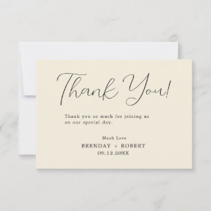 Black Typography On Light Beige Thank You Card
