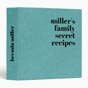 Black Typography Turquoise Line Family Recipes Binder