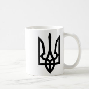 Black Ukrainian Tryzub Symbol On The Heart - Ukrai Coffee Mug