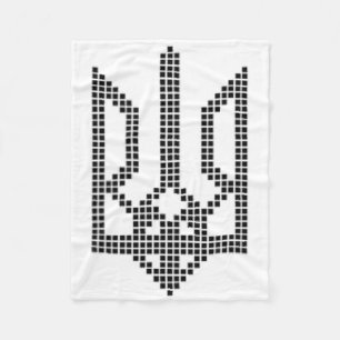 Black Ukrainian Tryzub Symbol On The Heart - Ukrai Fleece Blanket