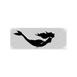 black underwater mermaid customized heart rubber stamp