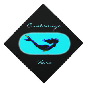 black underwater mermaid graduation cap topper