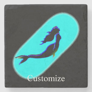 Black underwater  mermaid  stone coaster