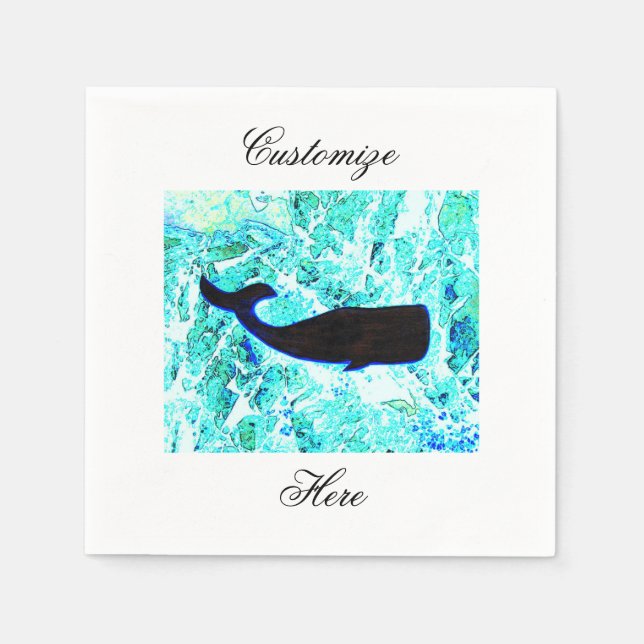 black underwater whale napkin (Front)