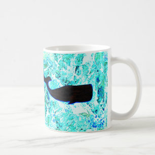 black underwater whales coffee mug