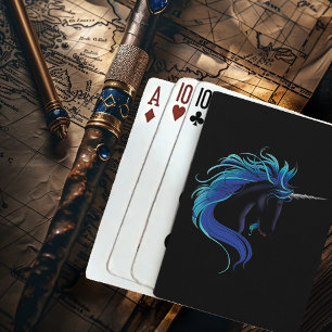 Black Unicorn Blue Silver Playing Cards