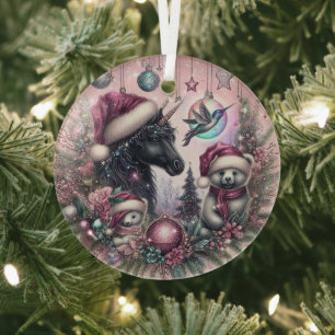 Black unicorn Christmas Ornament One of a kind