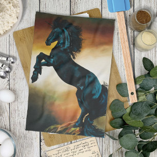 Black Unicorn Fantasy Dance Kitchen Towel