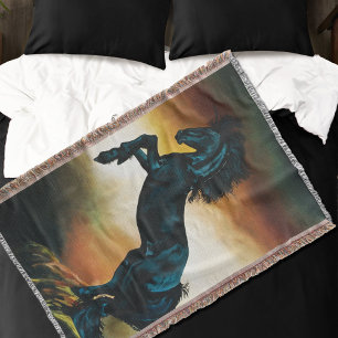 Black Unicorn Fantasy Dance Throw Blanket