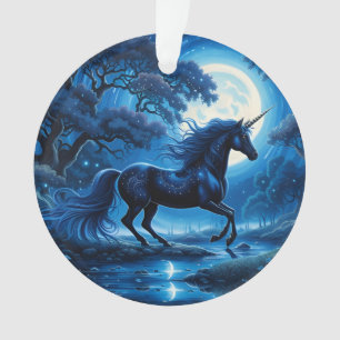 Black Unicorn Fantasy Full Moon Ornament