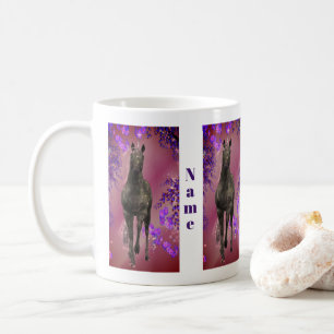Black Unicorn Flowers Fantasy Personalized Coffee Mug