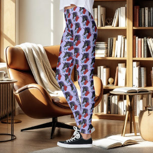 Black Unicorn Flowers Purple Leggings