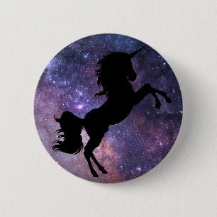 Black Unicorn Galaxy Background 2 Inch Round Button