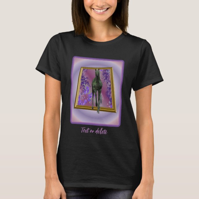 Black Unicorn Horse Fantasy Personalized T-Shirt (Front)