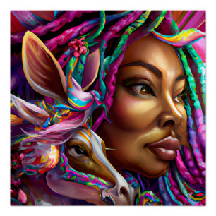 Black Unicorn Melanin Unicorns Afro Queen Crown Poster