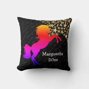 Black UNICORN Personalized Keepsake Throw Pillow