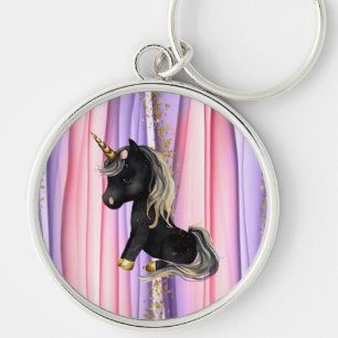 Black Unicorn Pink Ears Keychain