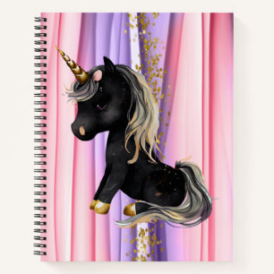 Black Unicorn Pink Ears  Notebook