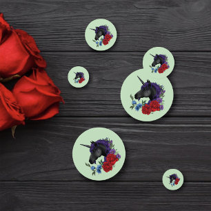 Black Unicorn Purple Red Sage Flowers Confetti