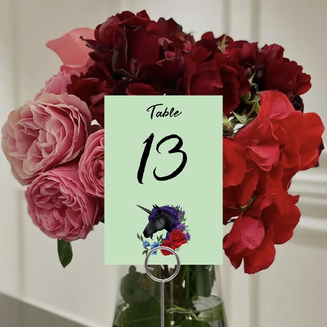 Black Unicorn Purple Red Sage Flowers Table Number (Creator Uploaded)