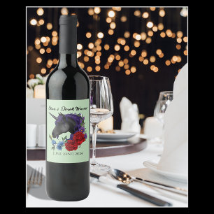 Black Unicorn Purple, Red Sage Flowers Wine Label