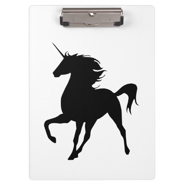 Black Unicorn Silhouette Clipboard (Front)