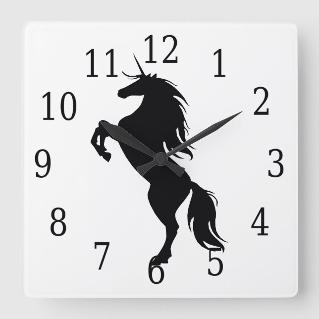Black Unicorn Silhouette Clock (Front)