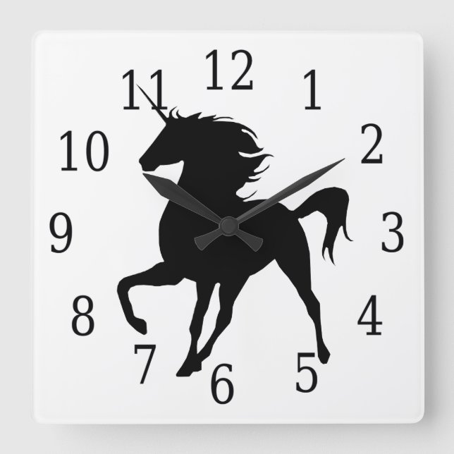 Black Unicorn Silhouette Clock (Front)