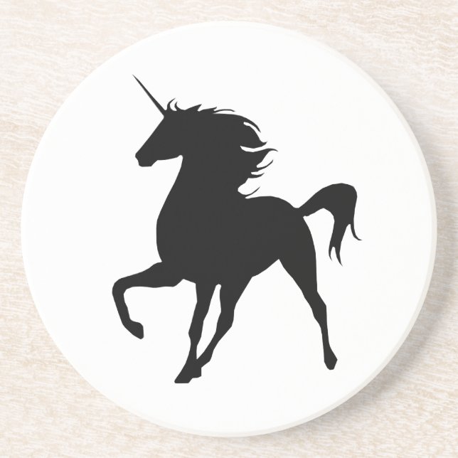 Black Unicorn Silhouette Coaster (Front)