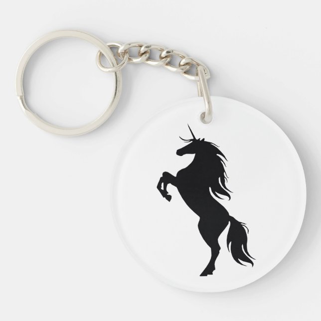 Black Unicorn Silhouette Key Chain (Front)