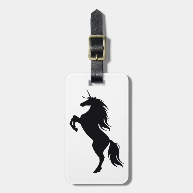 Black Unicorn Silhouette Luggage Tag (Front Vertical)