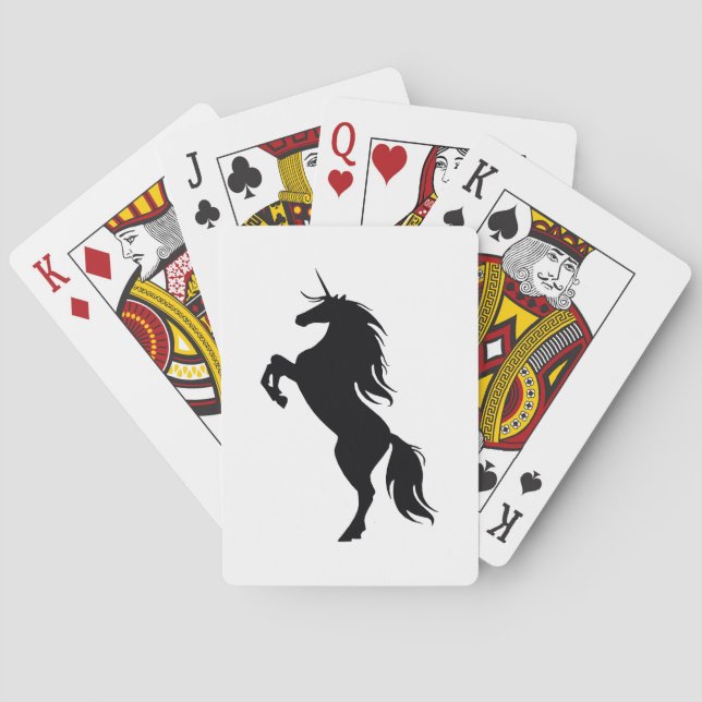 Black Unicorn Silhouette Playing Cards (Back)
